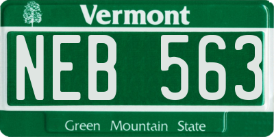 VT license plate NEB563