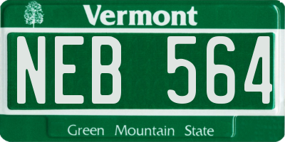 VT license plate NEB564