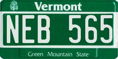 VT license plate NEB565