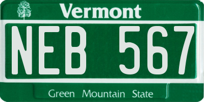 VT license plate NEB567