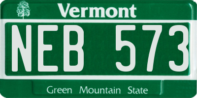 VT license plate NEB573