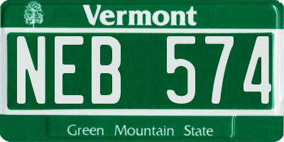 VT license plate NEB574