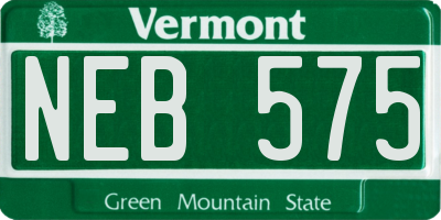 VT license plate NEB575