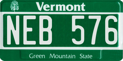 VT license plate NEB576