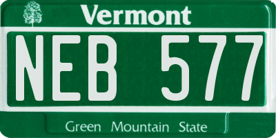 VT license plate NEB577