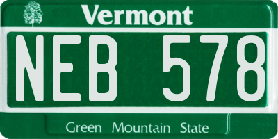 VT license plate NEB578