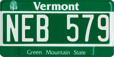 VT license plate NEB579