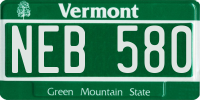 VT license plate NEB580