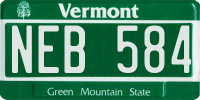 VT license plate NEB584