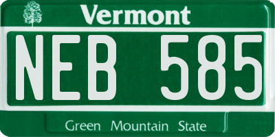 VT license plate NEB585