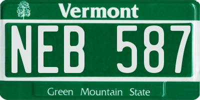VT license plate NEB587