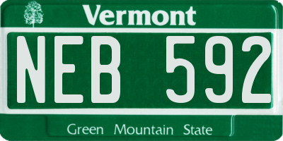 VT license plate NEB592