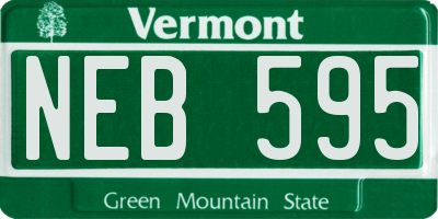 VT license plate NEB595