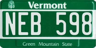 VT license plate NEB598
