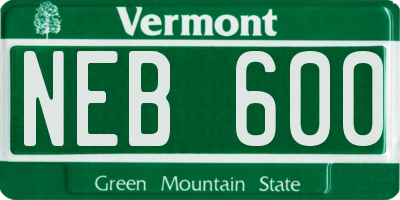 VT license plate NEB600