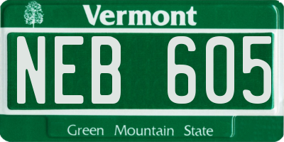 VT license plate NEB605