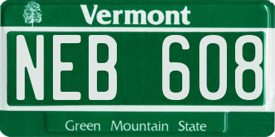 VT license plate NEB608