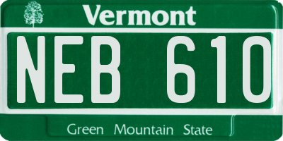 VT license plate NEB610
