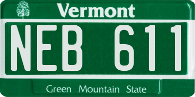 VT license plate NEB611