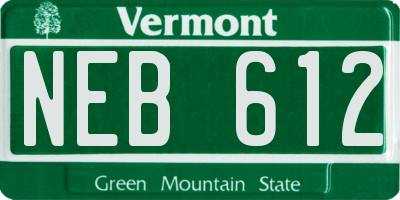 VT license plate NEB612