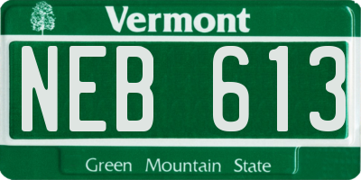 VT license plate NEB613