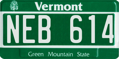 VT license plate NEB614