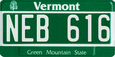 VT license plate NEB616
