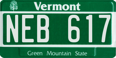VT license plate NEB617
