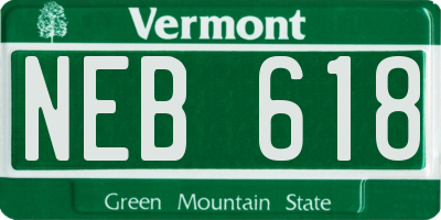 VT license plate NEB618