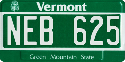 VT license plate NEB625