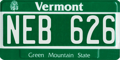 VT license plate NEB626