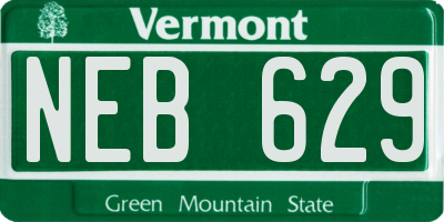 VT license plate NEB629