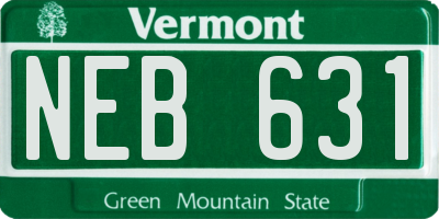 VT license plate NEB631