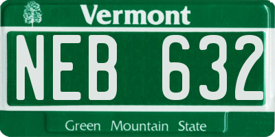 VT license plate NEB632