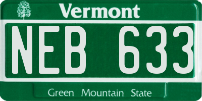 VT license plate NEB633