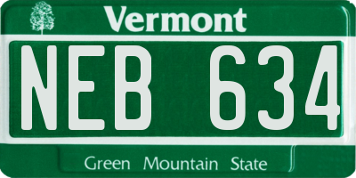 VT license plate NEB634