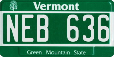 VT license plate NEB636