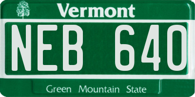 VT license plate NEB640