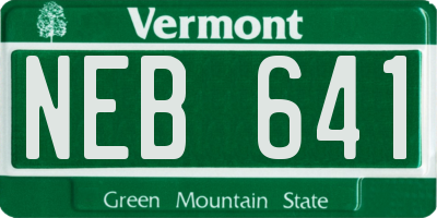 VT license plate NEB641