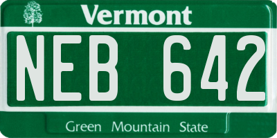 VT license plate NEB642