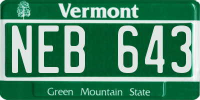 VT license plate NEB643