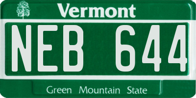 VT license plate NEB644