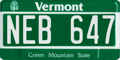 VT license plate NEB647