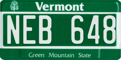 VT license plate NEB648