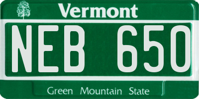 VT license plate NEB650