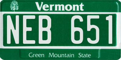 VT license plate NEB651