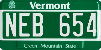 VT license plate NEB654