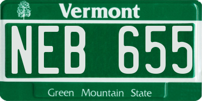 VT license plate NEB655