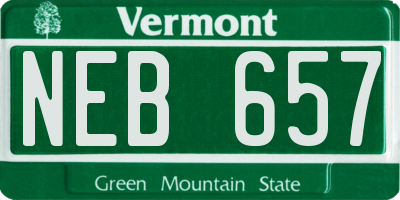 VT license plate NEB657