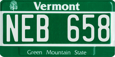 VT license plate NEB658